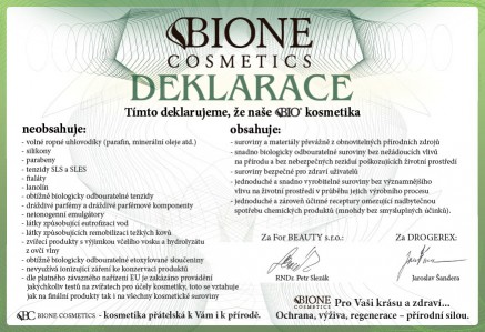 Bione Cosmetics - deklarace